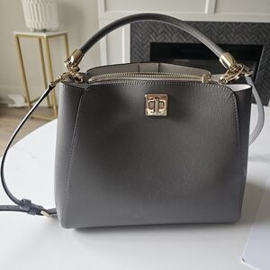 Kate Spade Gray Satchel with Gold Accents